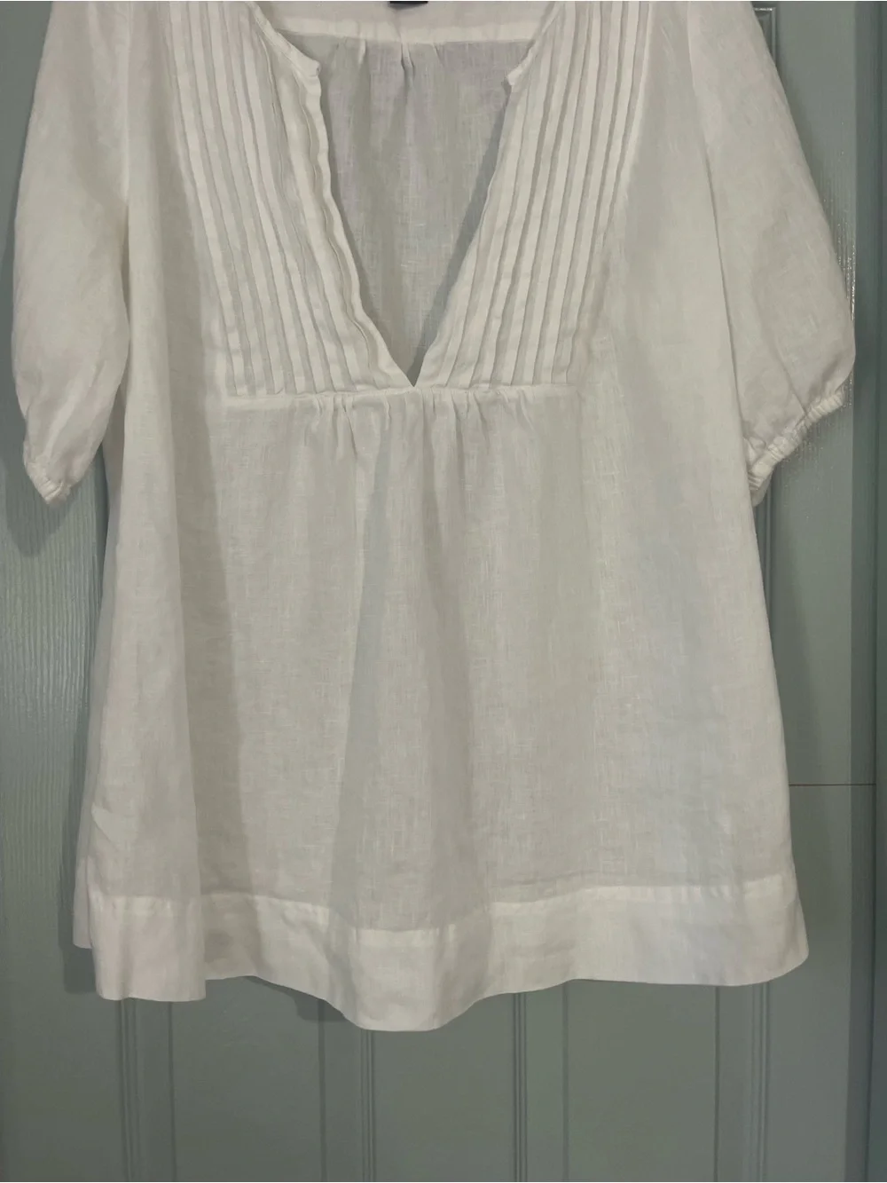 Lane Bryant White Pintuck V-Neck Tunic Top